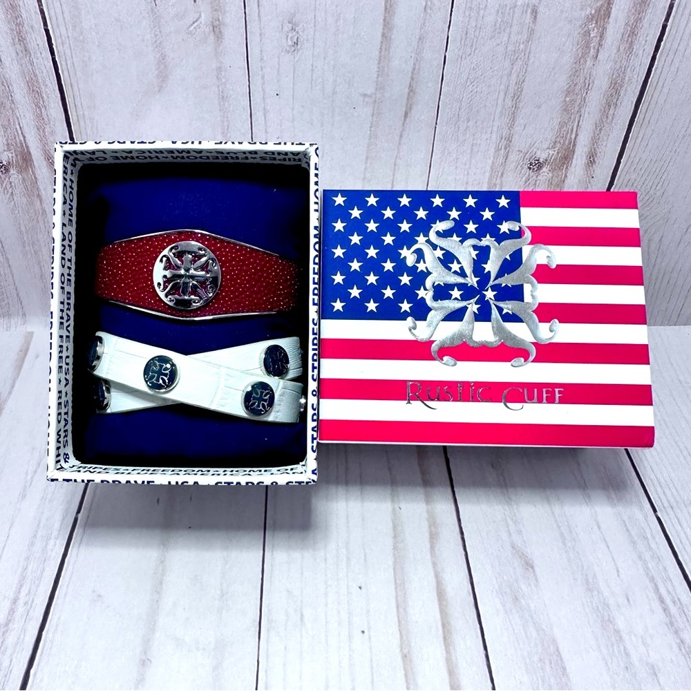 Rustic Cuff Patriotic Red, White & Blue set